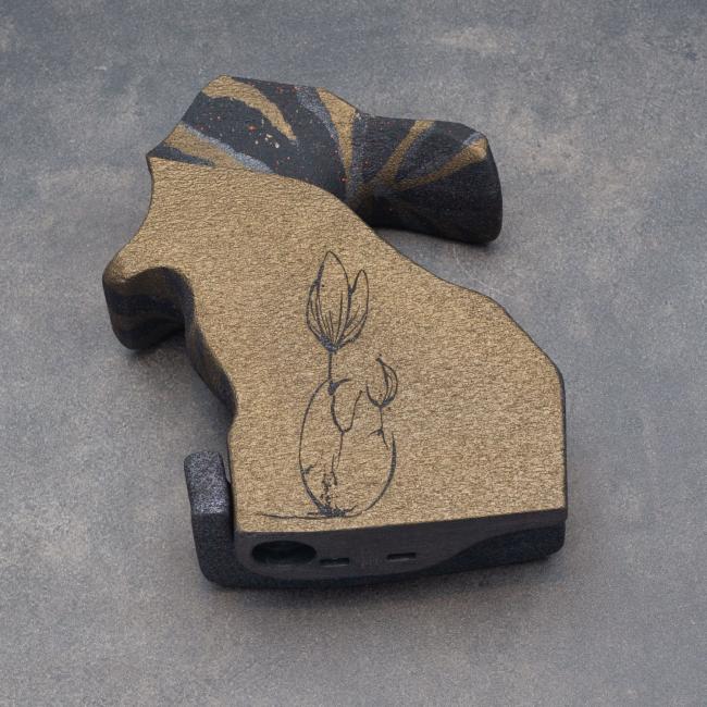 Gravure laser logo Eclosion sur Cerakote Burnt Bronze