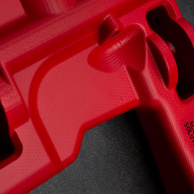 Chassis Micarta Cerakote USMC Red Accuracy Solutions Orca_GVE9899